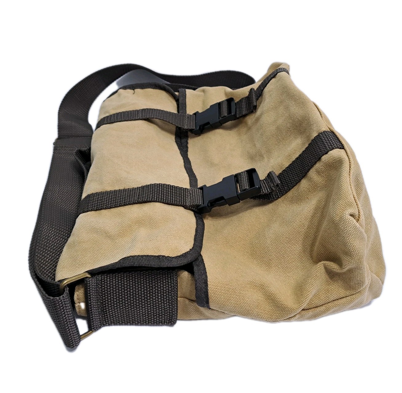 Canvas Khaki Messenger Bag Distressed Retro Vintage Merona Army School Travel