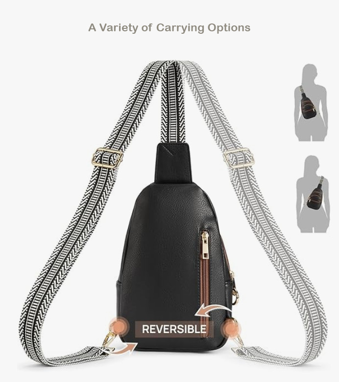 Unisex Sling Bag – Soft Vegan Leather Anti-Theft W/Adjustable Guitar-Style Strap