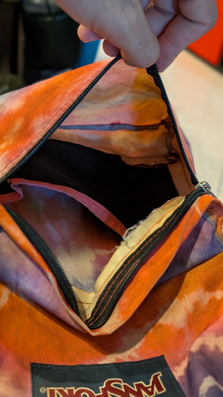 JanSport Tie Dye Backpack Pink Purple Orange School Travel Bag Pockets Adj