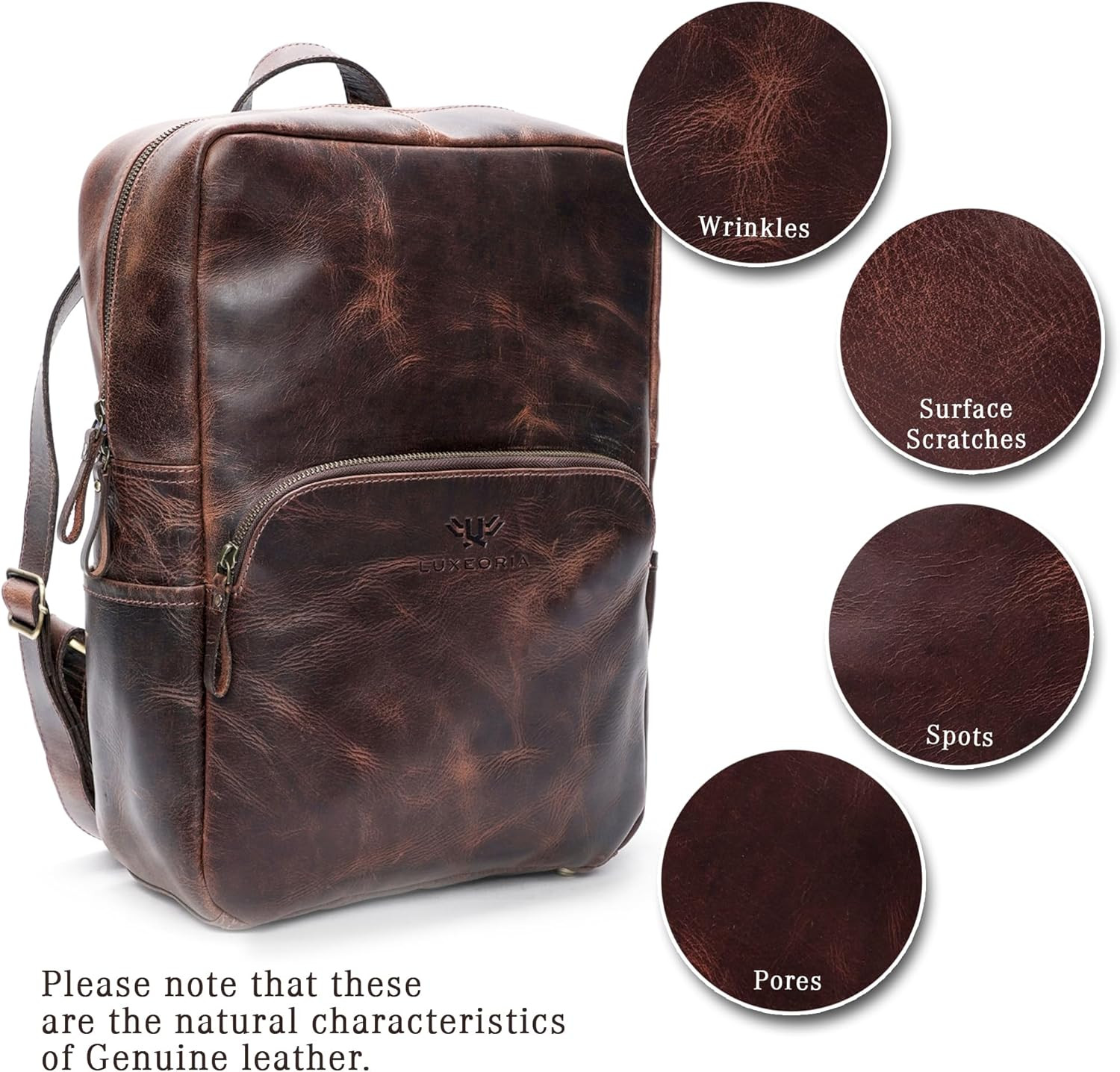 Stylish Vintage Brown Leather Backpack for 15.6″ Laptop – Handmade & Casual