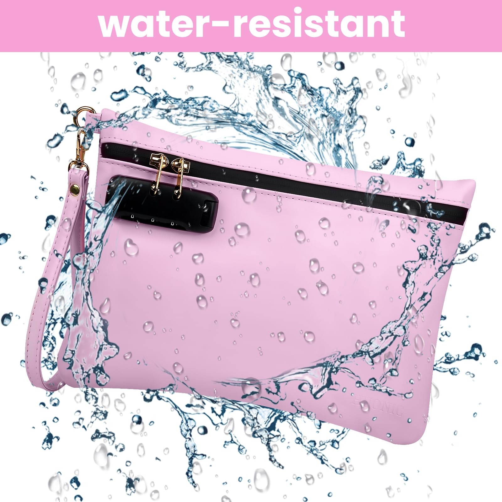 HUONIC PU Leather Travel Storage Bag with 8 PCS Accessories, Medium Size Pink
