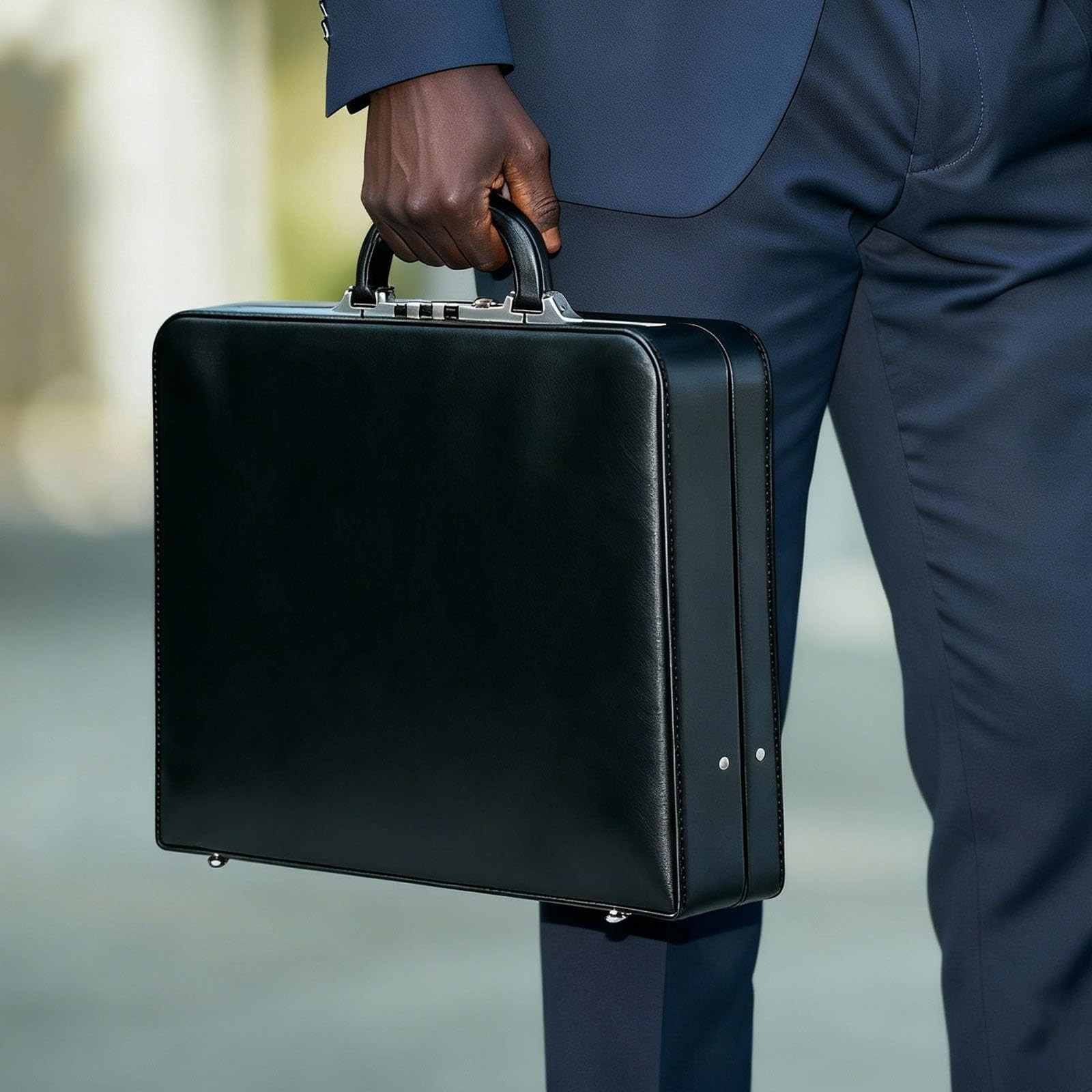 Men’s Anti~Theft Briefcase, 16~Inch Laptop Compartment, Waterproof Black
