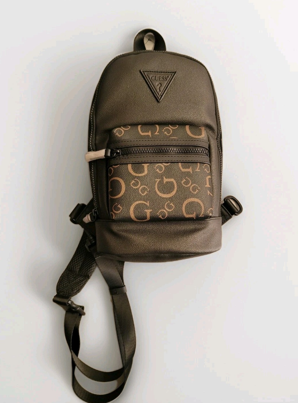 Guess, Espresso Crossbody Bag 2 Pockets Adjustable Strap Backpack Unisex -New!!!