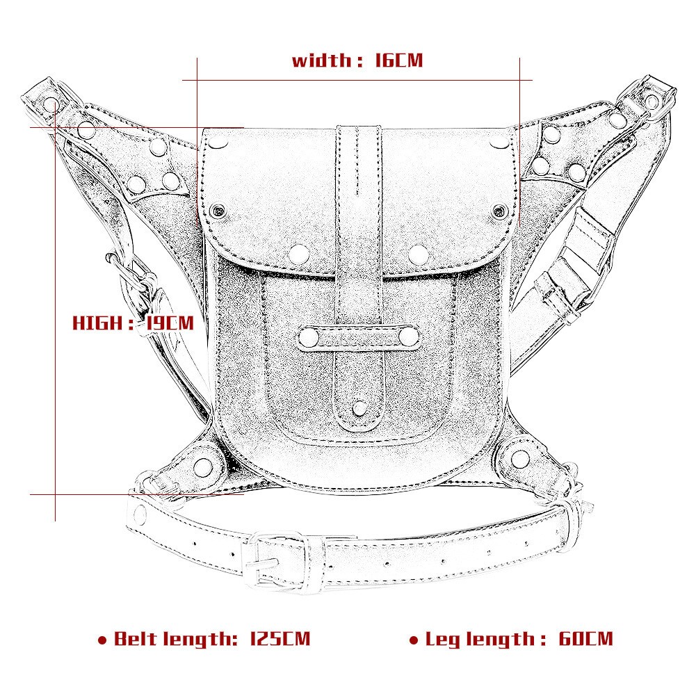 GEARDUKE Motorcycle Gothic Steampunk Leather Crossbody Shoulder waist Chest Bag