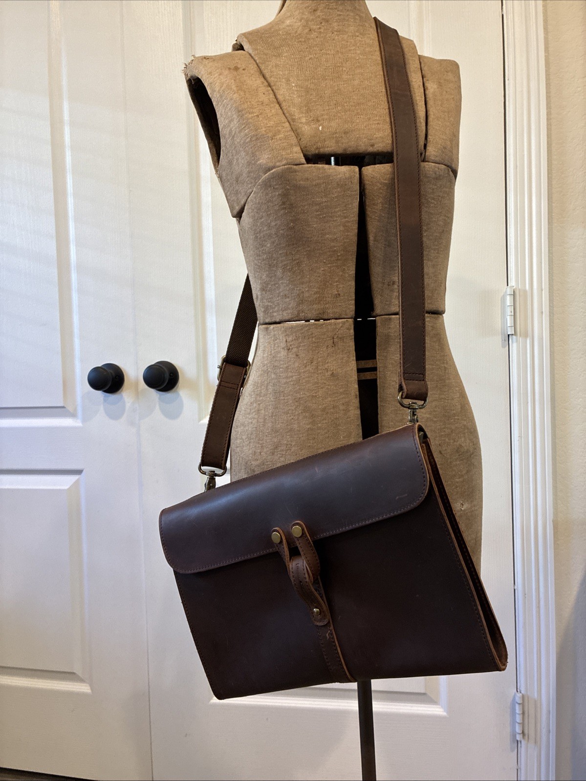 Baseballism Glove Leather Messenger Bag Purse- Pine Tar Brown 12”x 9”