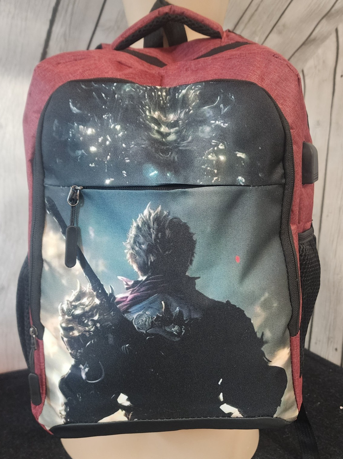 Anime Fantasy Warrior Laptop Backpack USB Port 16” Gaming Bag