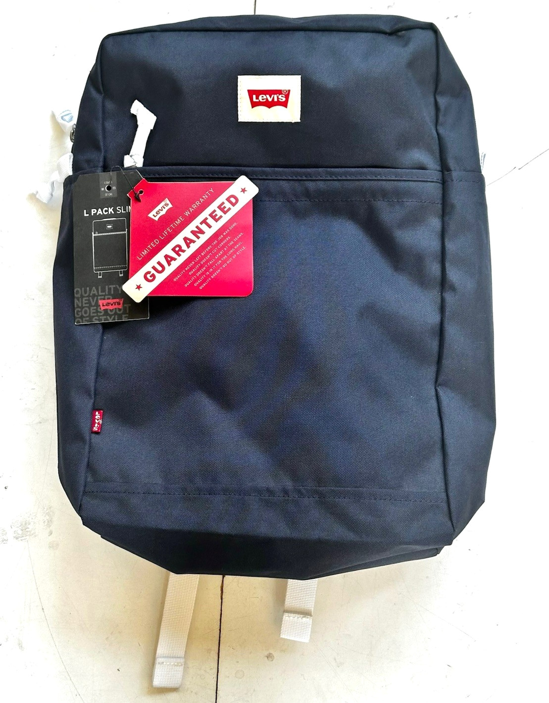 Levis Backpack L Pack Slim Navy Blue Zipper Pockets 22 Liter NWT