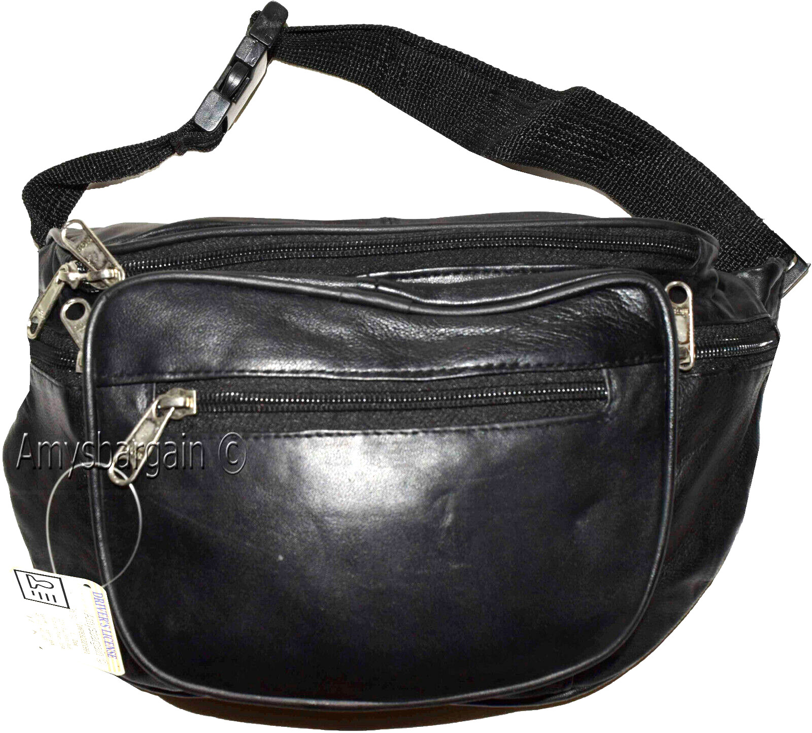 New Large Leather waist pouch. Black waist bag, leather bag, Jumbo Fanny pack BN