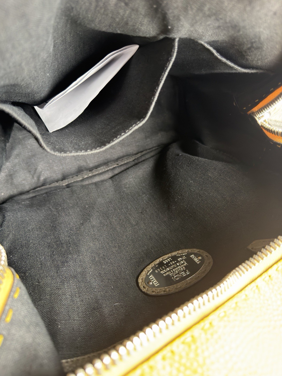 Authentic Rare Fendi Selleria Tri-Color Backpack Men Women Black Yellow Khaki