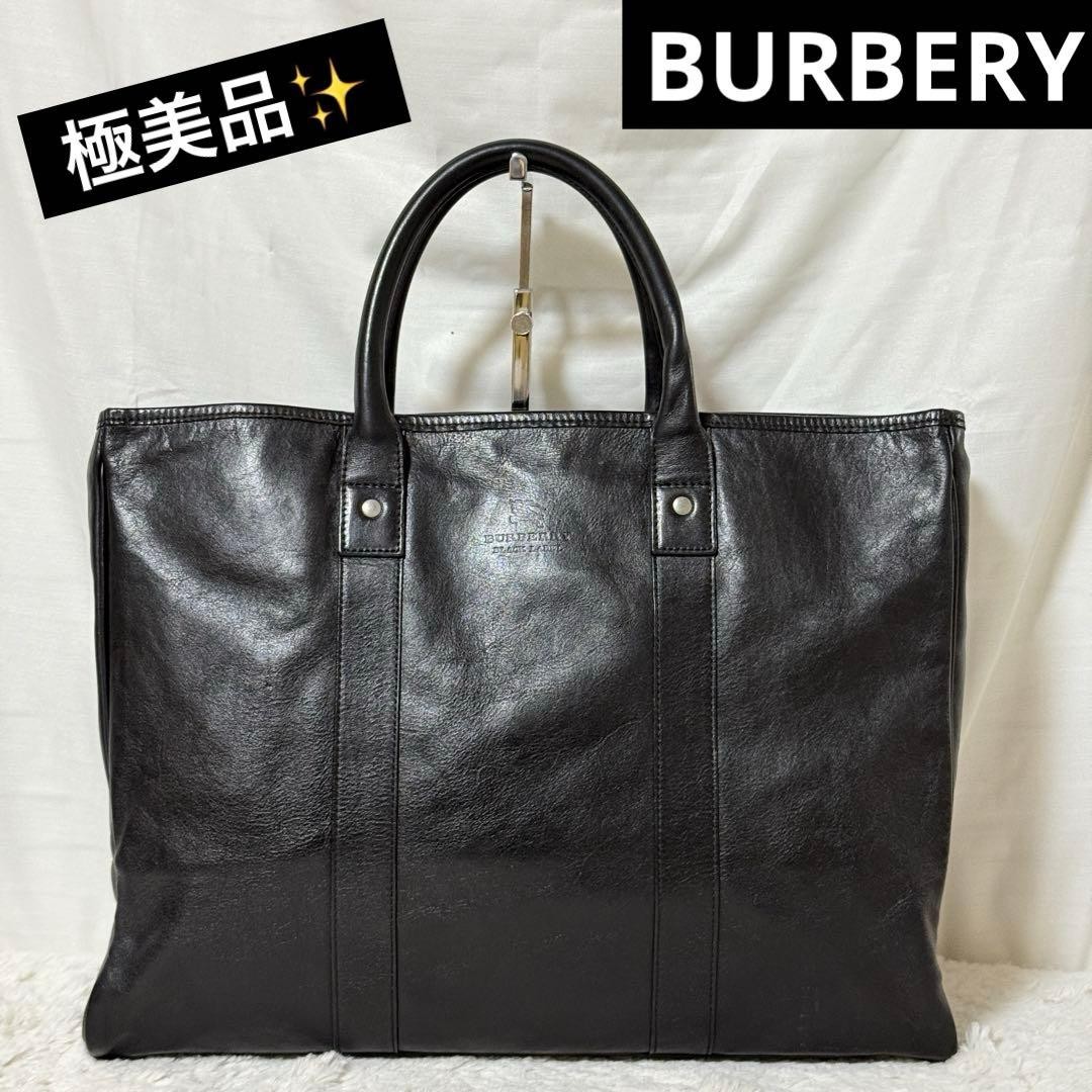 Authentic Burberry Black Label Leather Business Tote Bag 31.5cm x 42cm x 7.5cm B