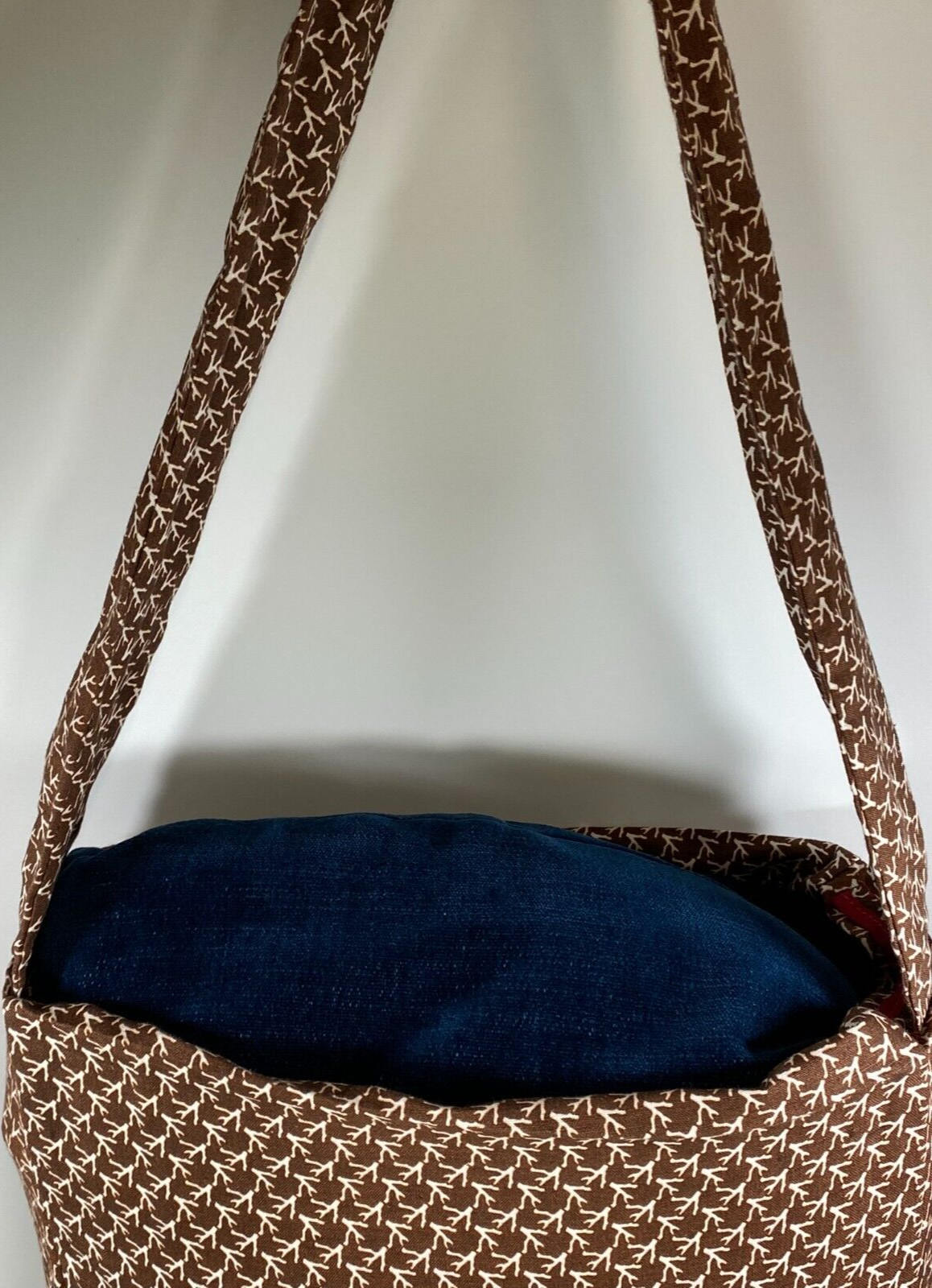 NEW ISAIA NAPOLI LINEN BROWN / WHITE CROSSBODY MESSENGER BAG ~ $275