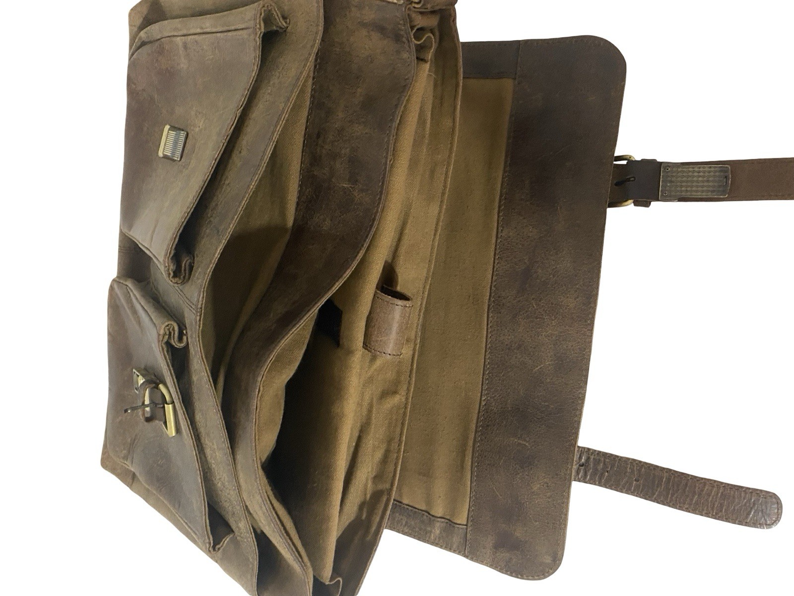 KomalC Brown Tan Buffalo Leather Briefcase Laptop Messenger Satchel Bag