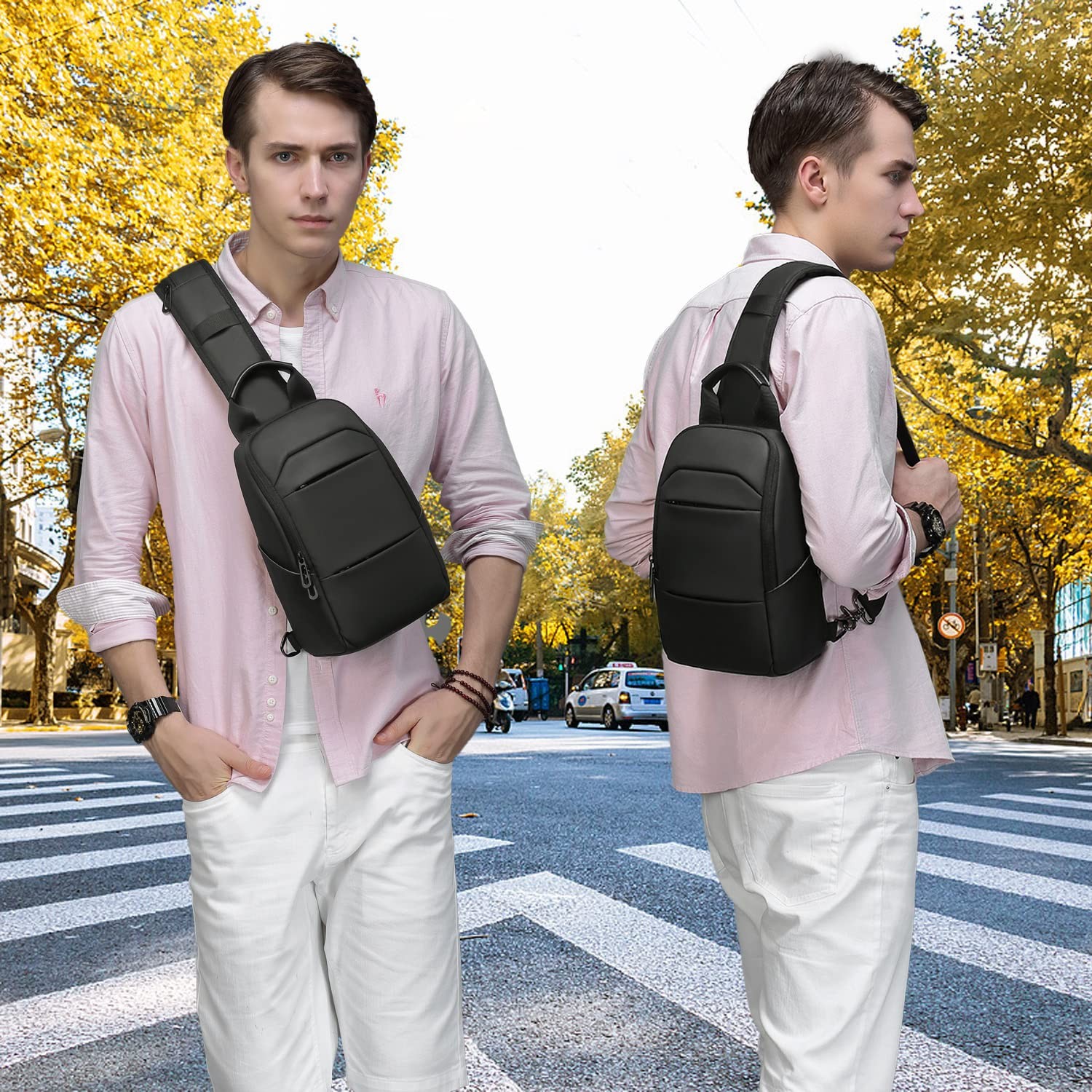 Messenger Bag for Men,Small Black Sling Crossbody Bags,Waterproof