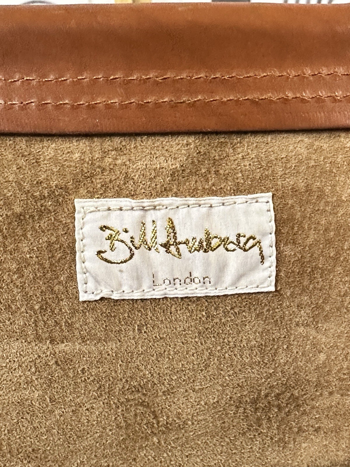 Vintage Bill Amberg Rocket Tan Briefcase Bag Metal Handle