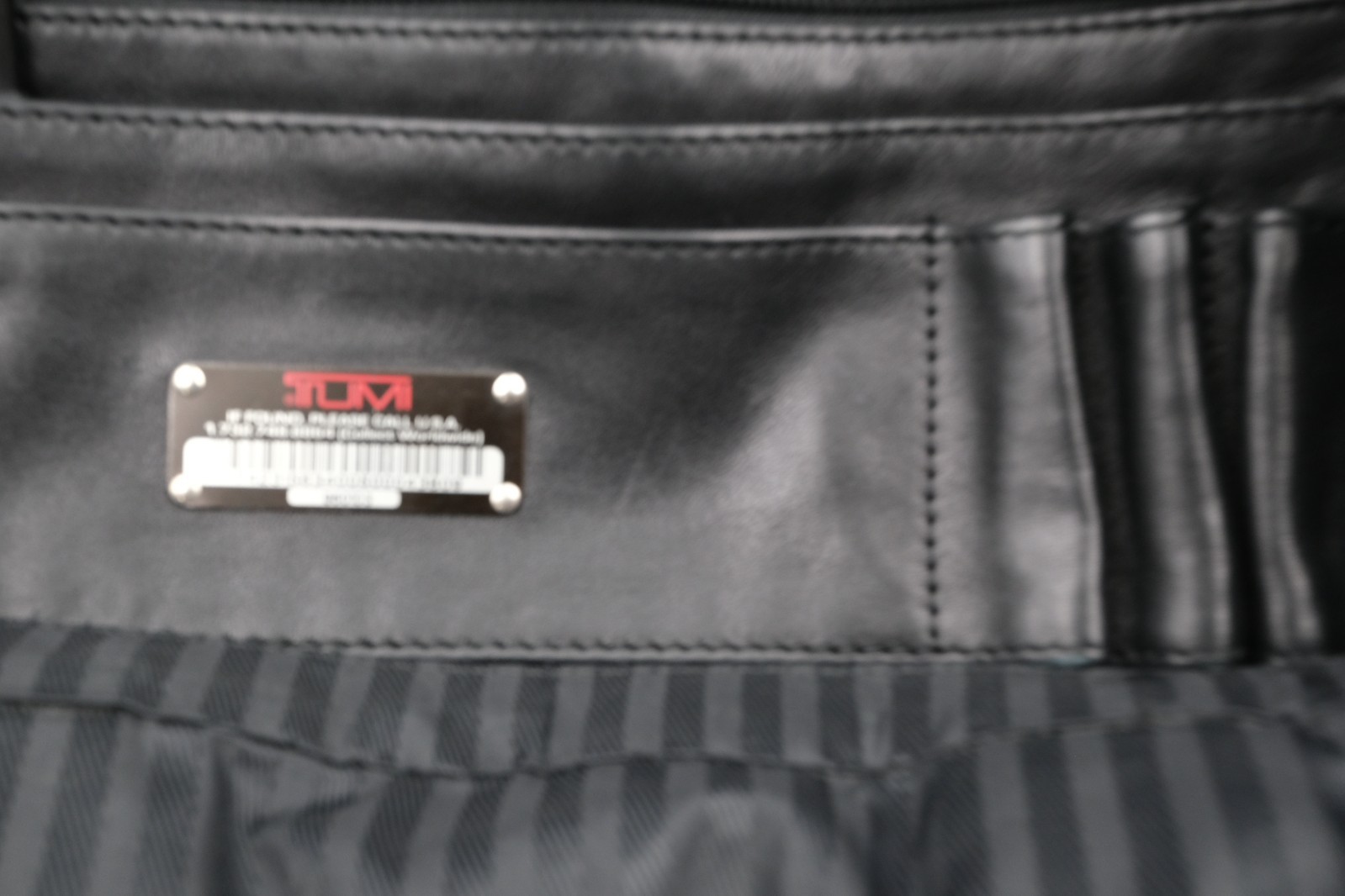 TUMI Alpha Black Leather Laptop Business Commuter Bag 9601D3