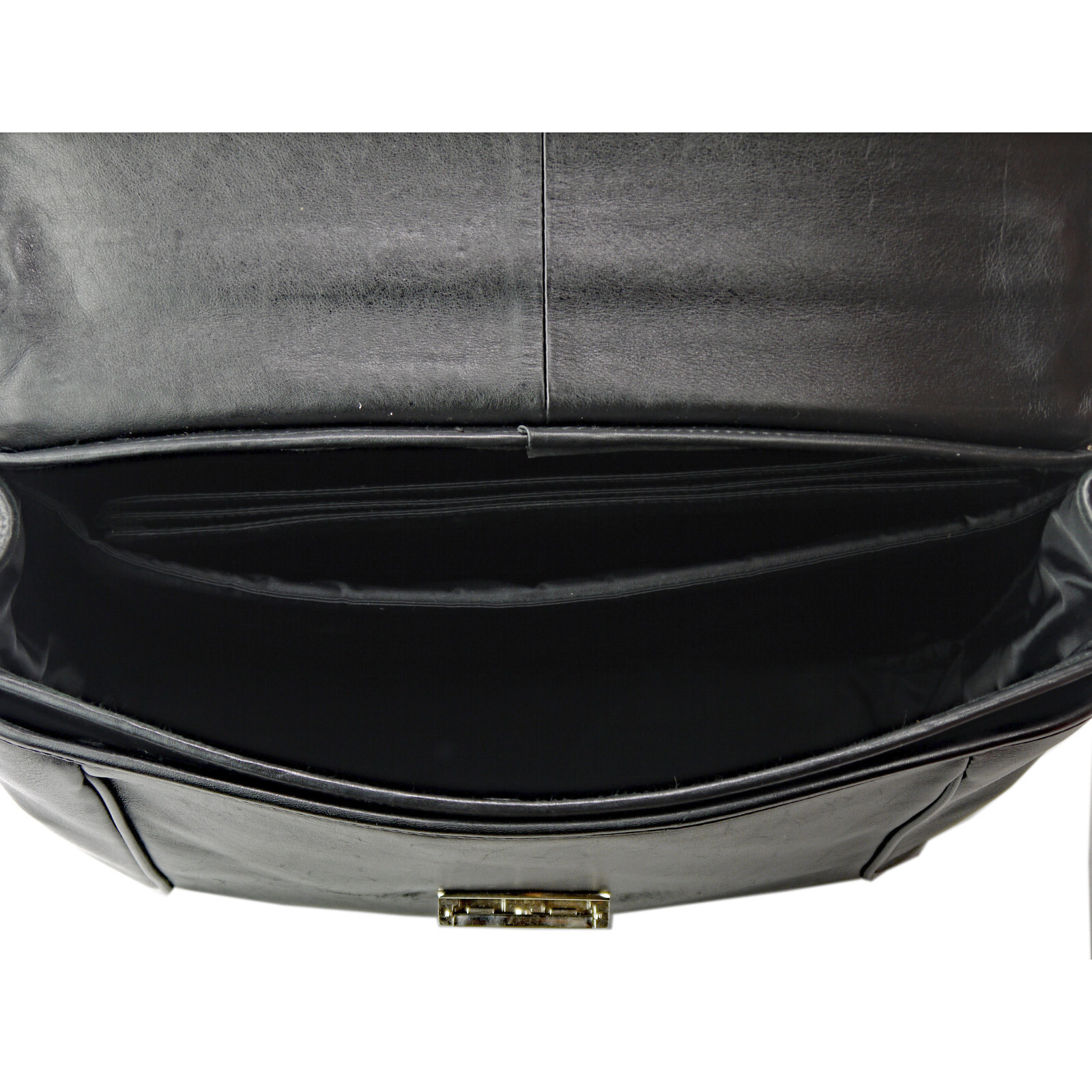BOSCA Laptop Bag Briefcase Black Leather Silver Hardware Padded Compartments