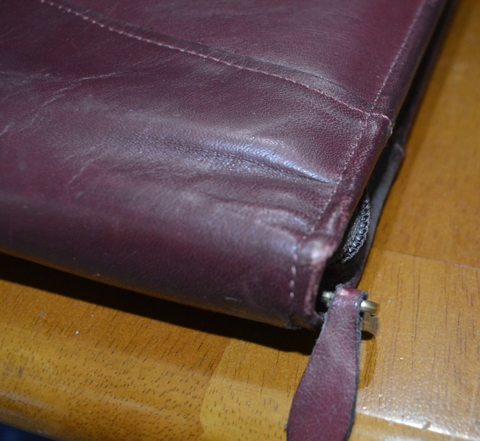 VTG Leather Briefcase Portfolio Planner SUPERIOR QUALITY Drop Handle Cognac