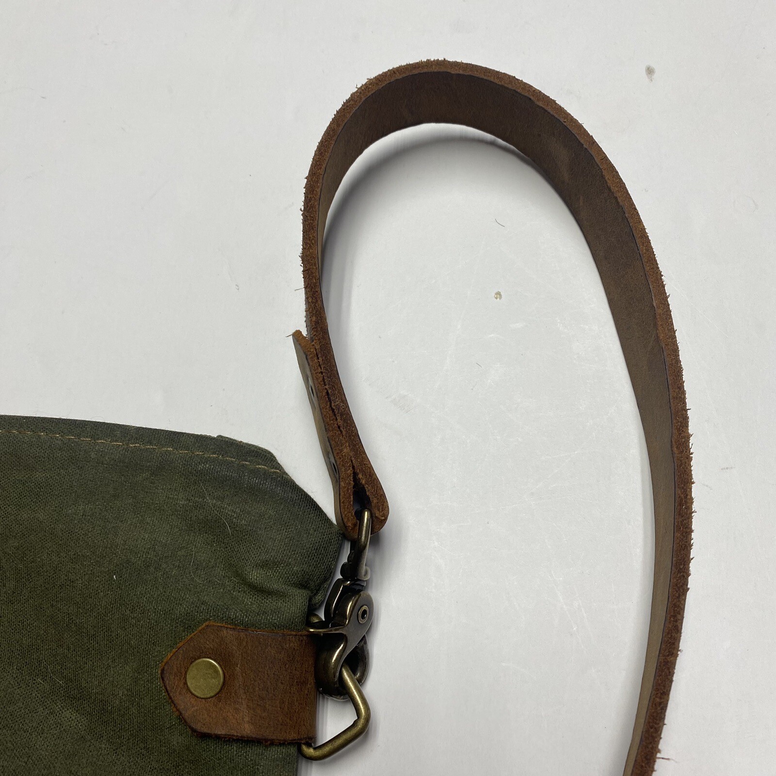 HANDMADE WAXED Canvas Leather TOTE Hand Bag W Pockets & Double Removable Straps
