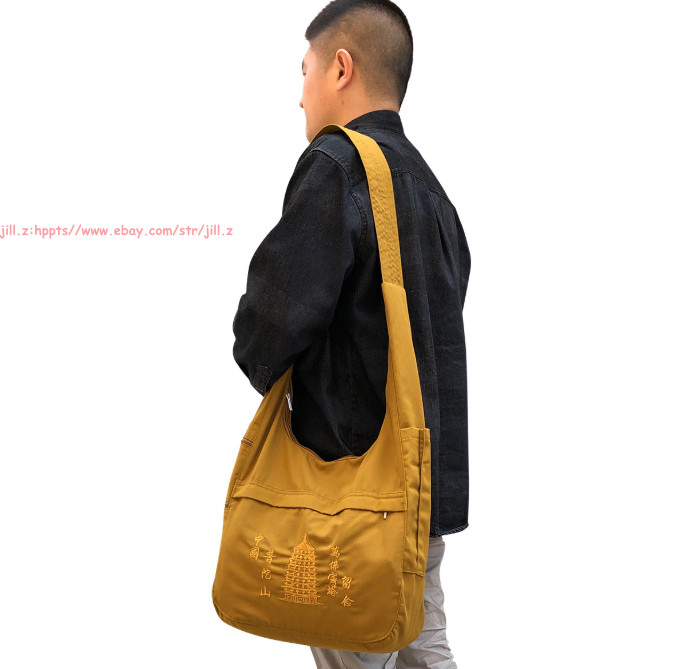 Buddhist Buddha Monk Bag Embroidery Shaolin Temple Kung Fu shoulder Bag Unisex