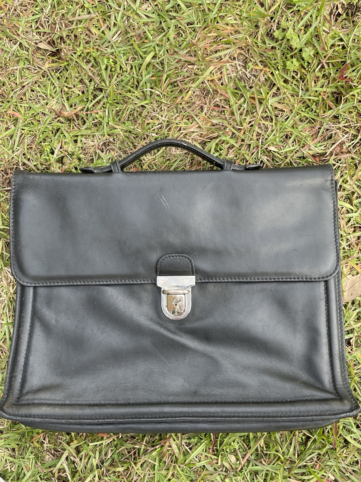Vintage Cole Haan Collection Briefcase Leather Tuck Lock Style Latch No Key