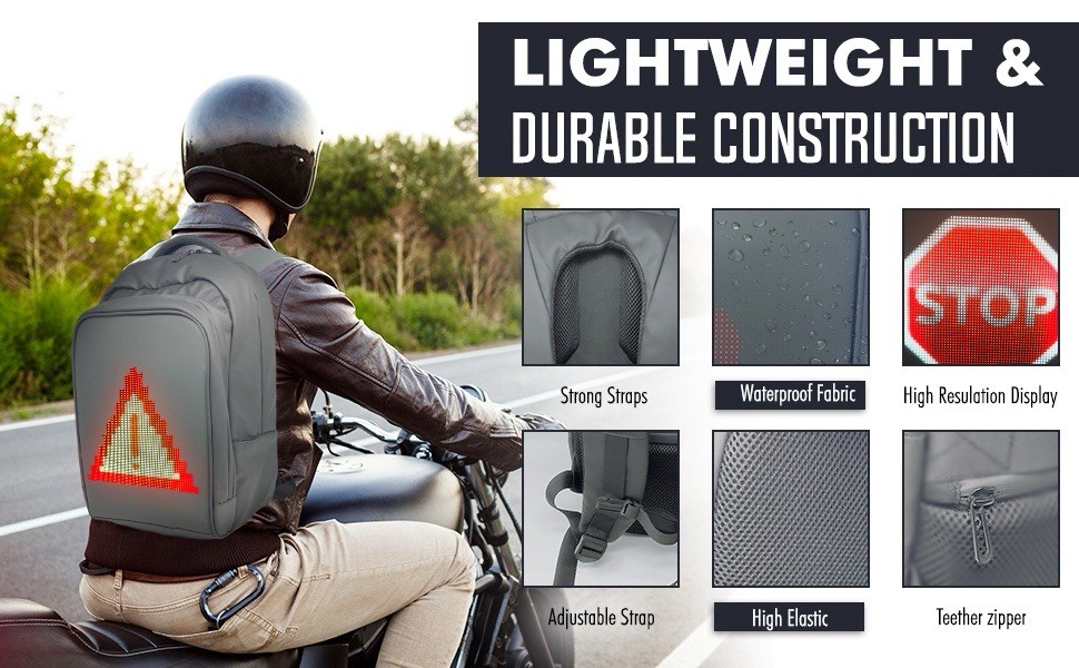 New Updated Ballistic Nylon VOLTEFY LED Backpack For Motorcycle, Mochila LED,