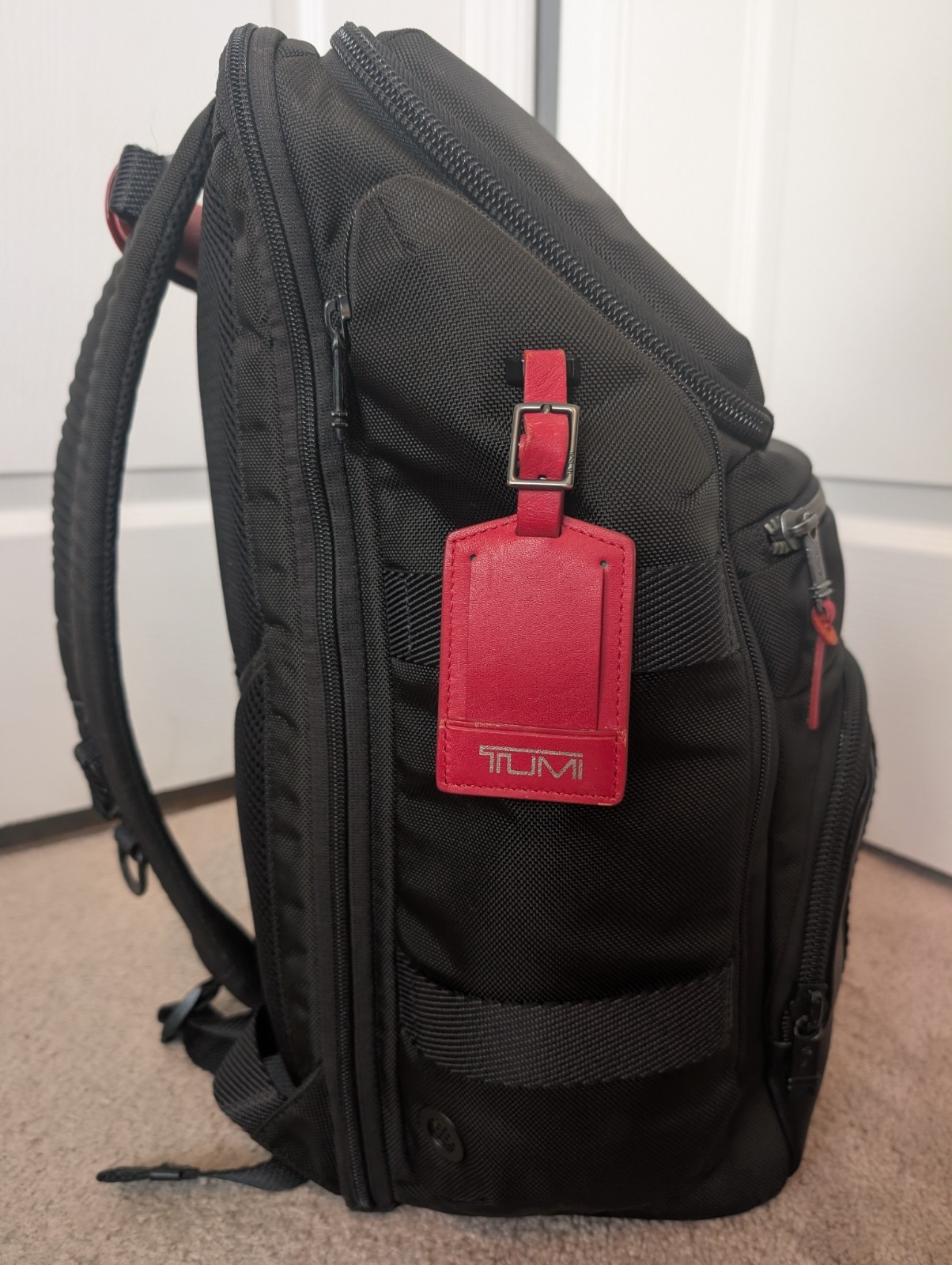 TUMI Alpha Bravo Tyndall Utility Backpack 0232384D Black Ballistic Nylon Red Kit