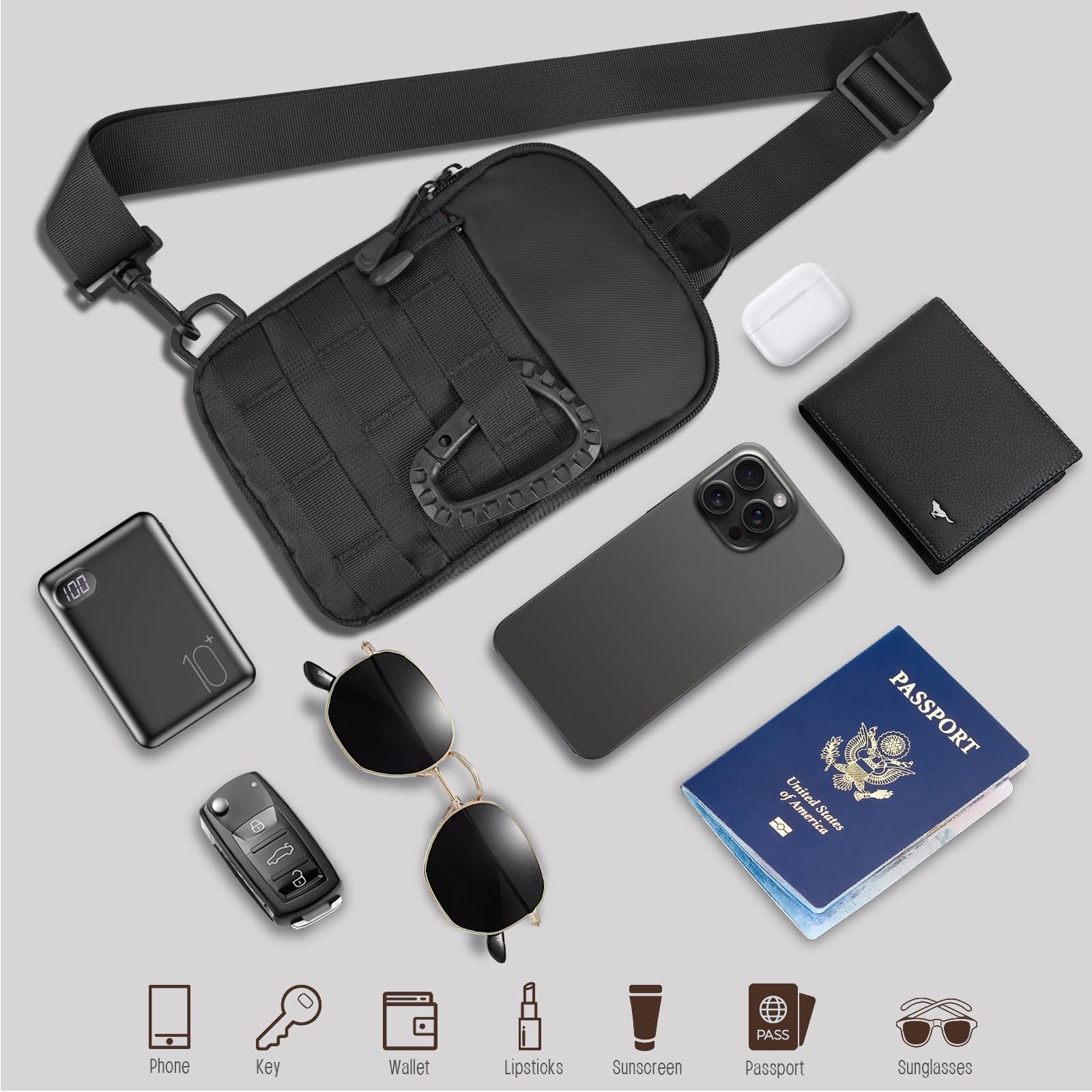 DEYACE Small Sling Bag for Men, Tactical Inspired Waterproof Utility EDC Mini…