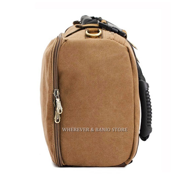 KUAKKO Men Canvas Laptop Backpack Outdoor Sport Shoulder Travel bag Tactical 45L