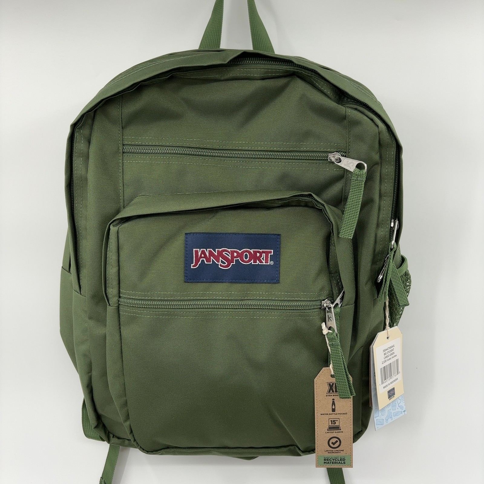JanSport Laptop Backpack 15″ Laptop Sleeve 2 Compartments Cargo Green