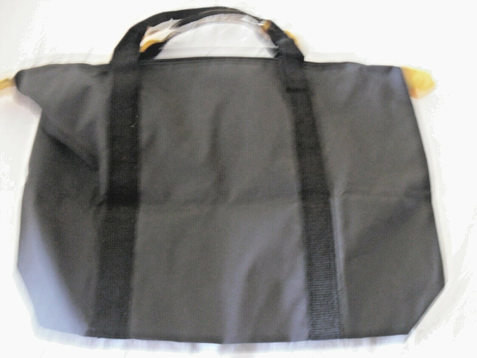 BILL BLASS Black Nylon Gym Overnight Tote Travel Bag w/ Yellow Accents