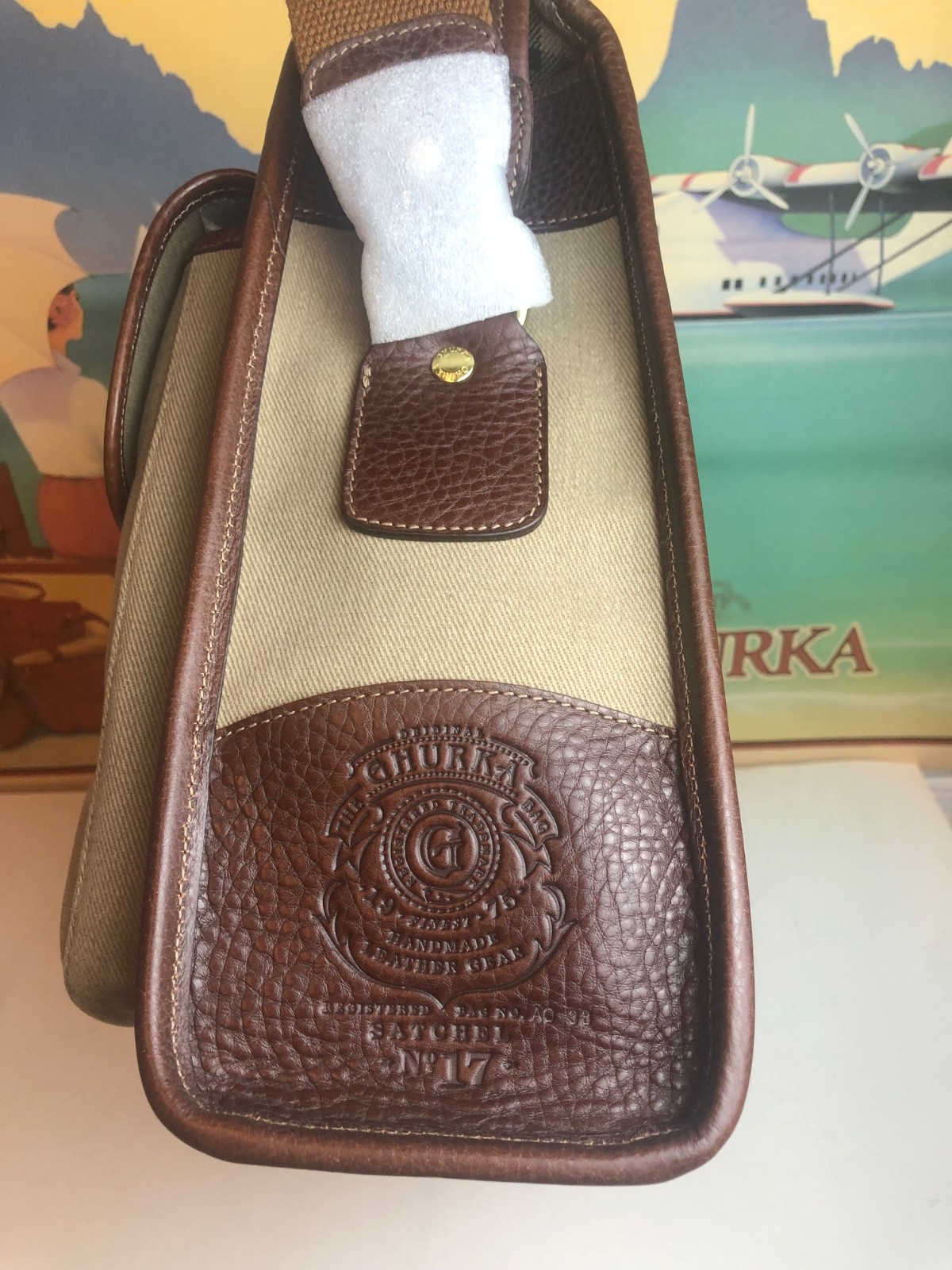 Ghurka Original Collection No.17 Satchel Vintage Leather/Vint Twill Business bag