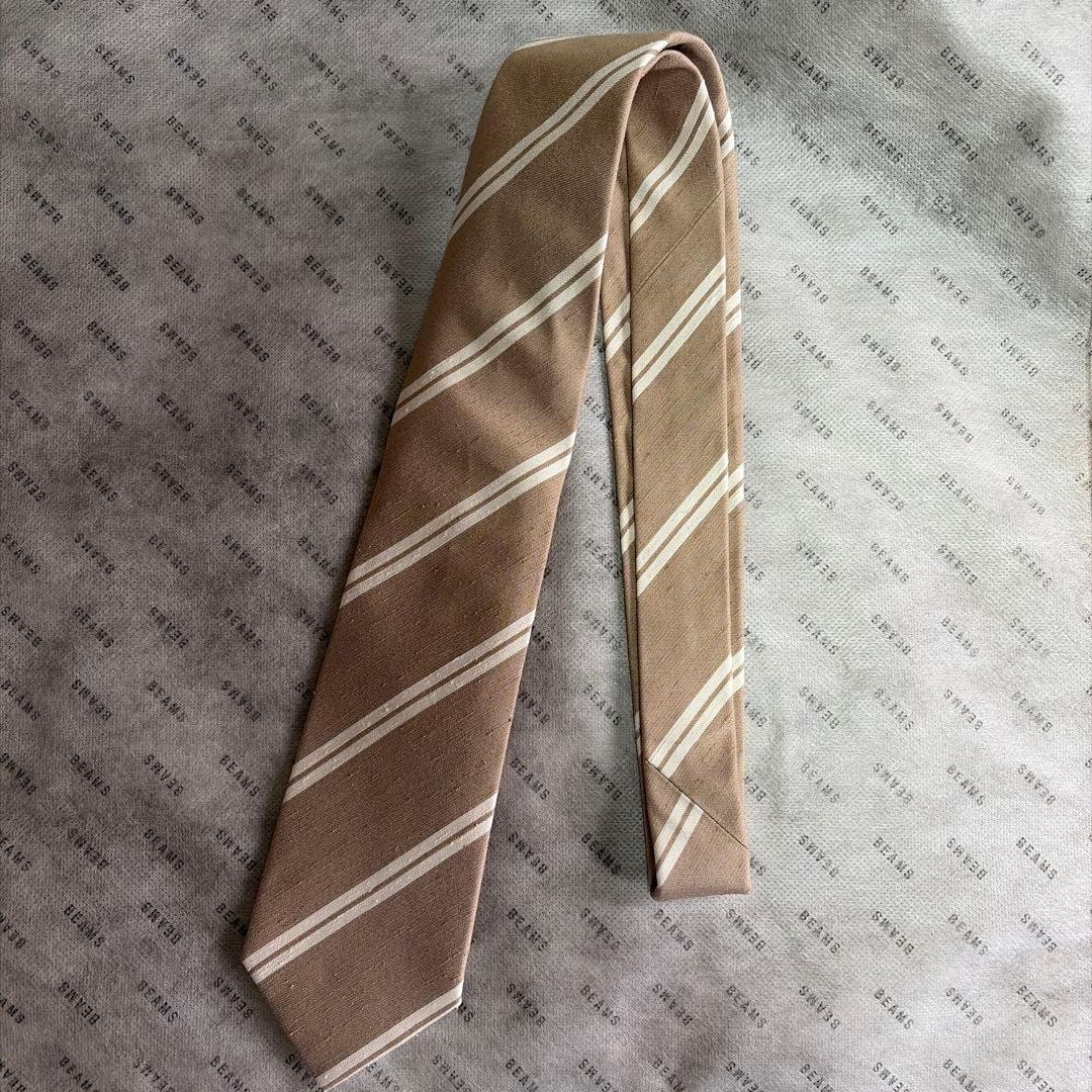 Errico Formicola Beige Silk Linen Tie 8cm x 146cm Italy