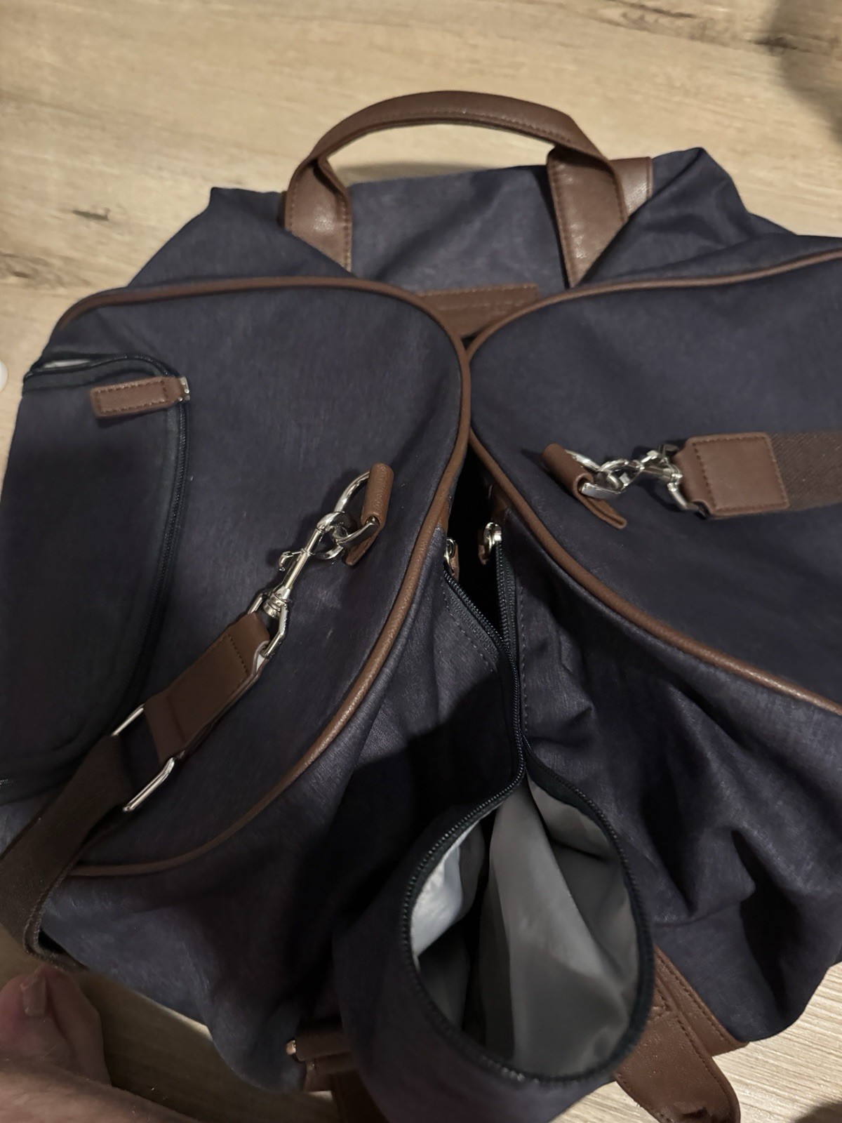 Peter Millar Navy Garment Bag Brown Leather Trim Orlando Magic Rare Travel Bag