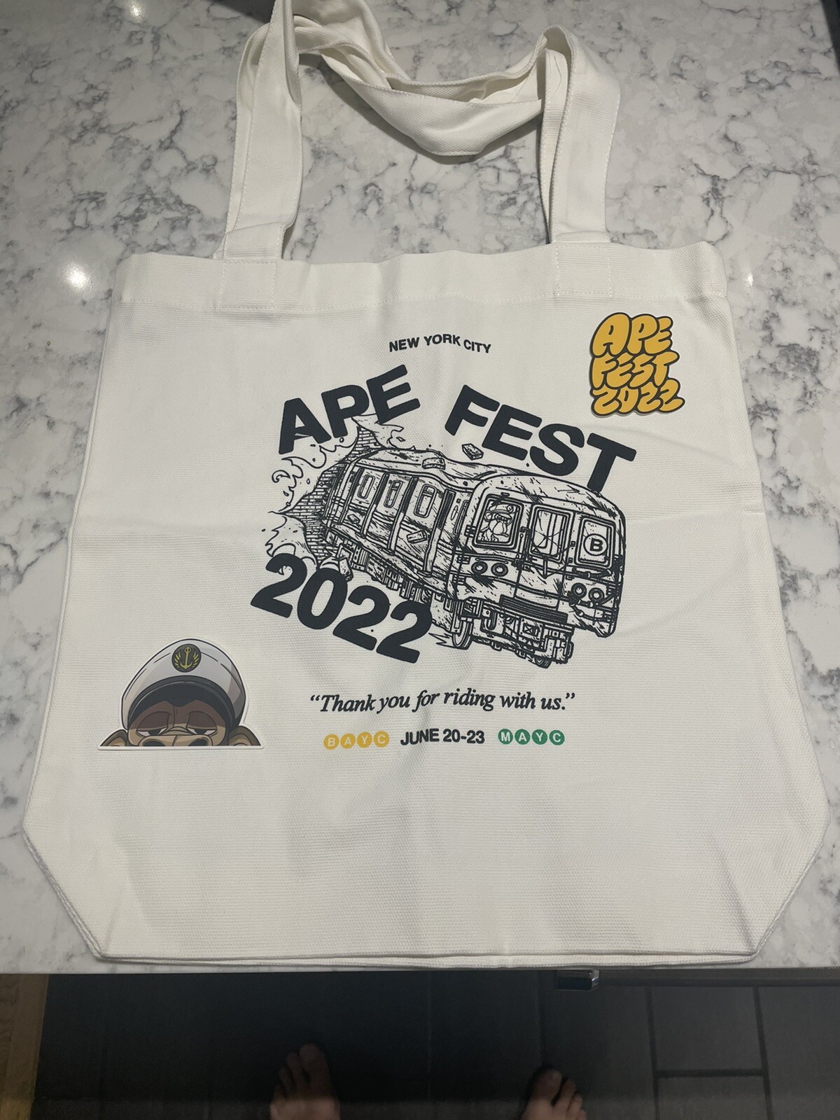 Bored Ape Yacht Club NYC Apefest 2022 Tote Bag With Two Stickers
