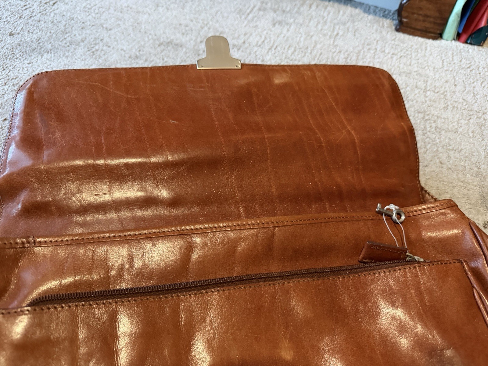 Vintage T Anthony Soft Leather Briefcase – Cognac Brown Italian Leather — READ