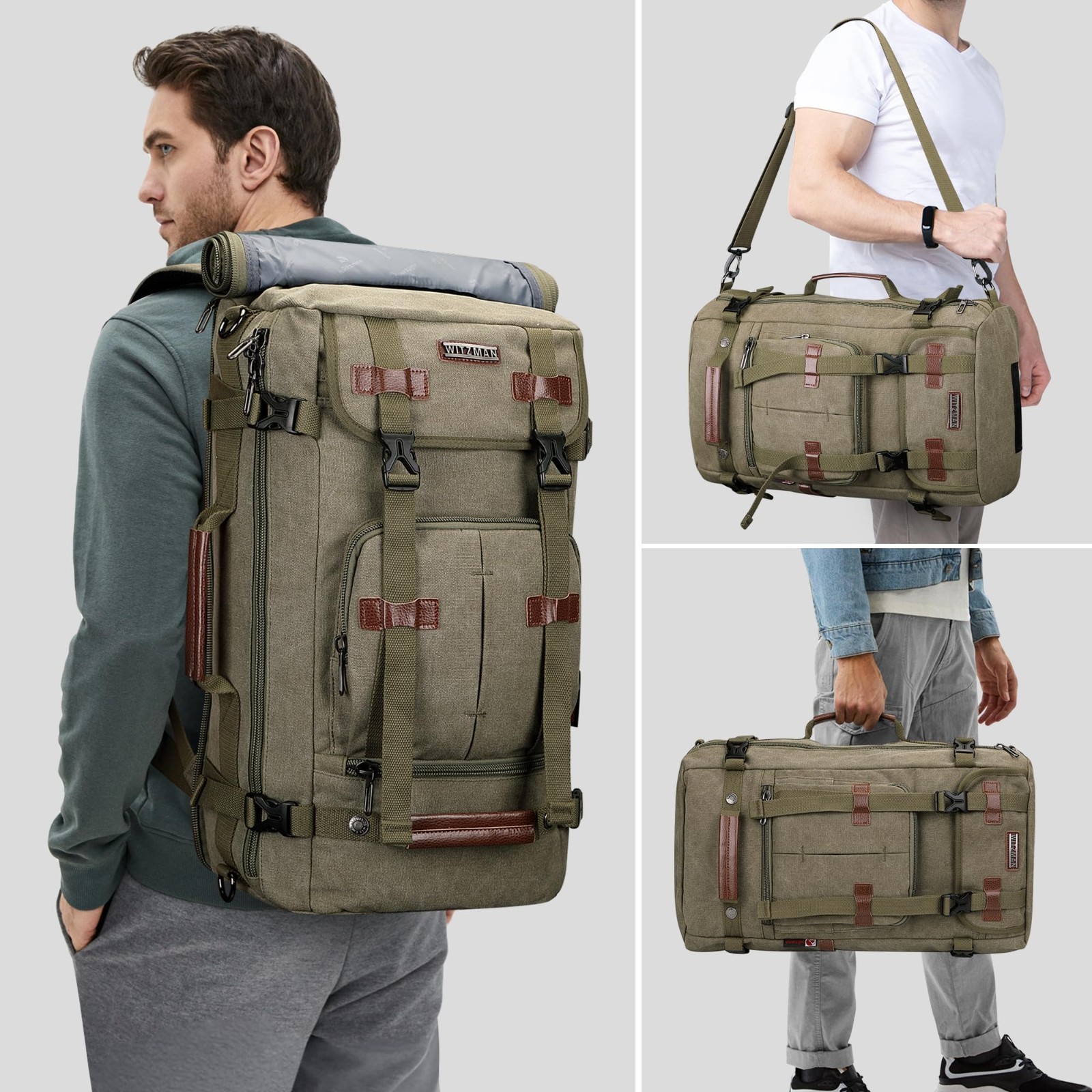 Vintage Canvas Travel Backpack for Men | 3-in-1 Convertible Laptop Bag, Airline