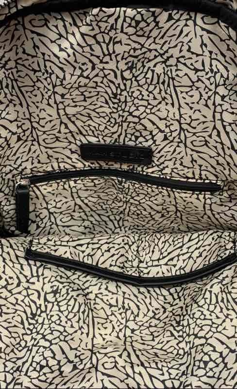 Max Studio Black Floral Quilted Backpack Bag Silver Tone Hardware