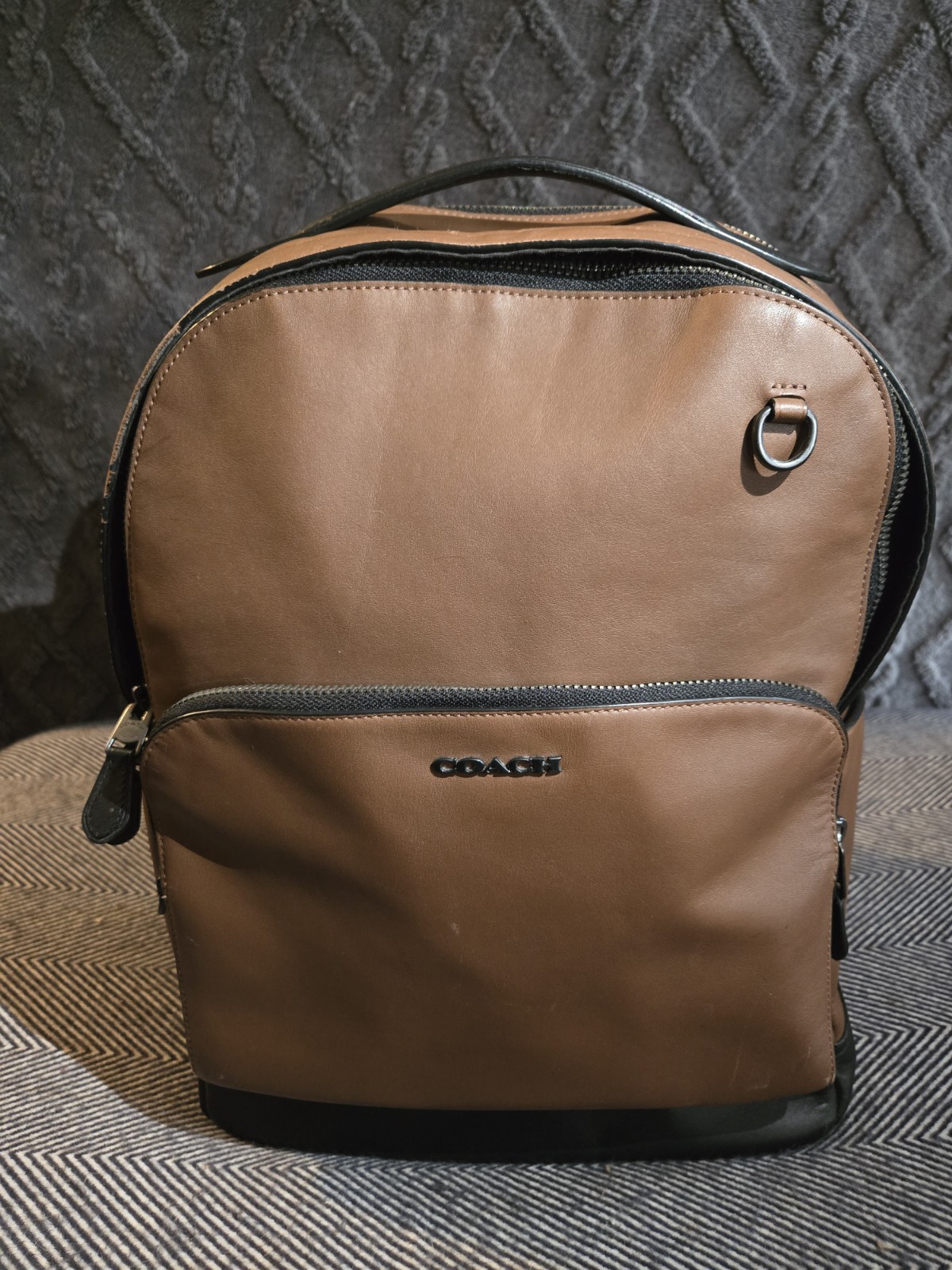 Coach Brown Black Men’s Zip Backpack with Inner Pockets No.H2221-C2934