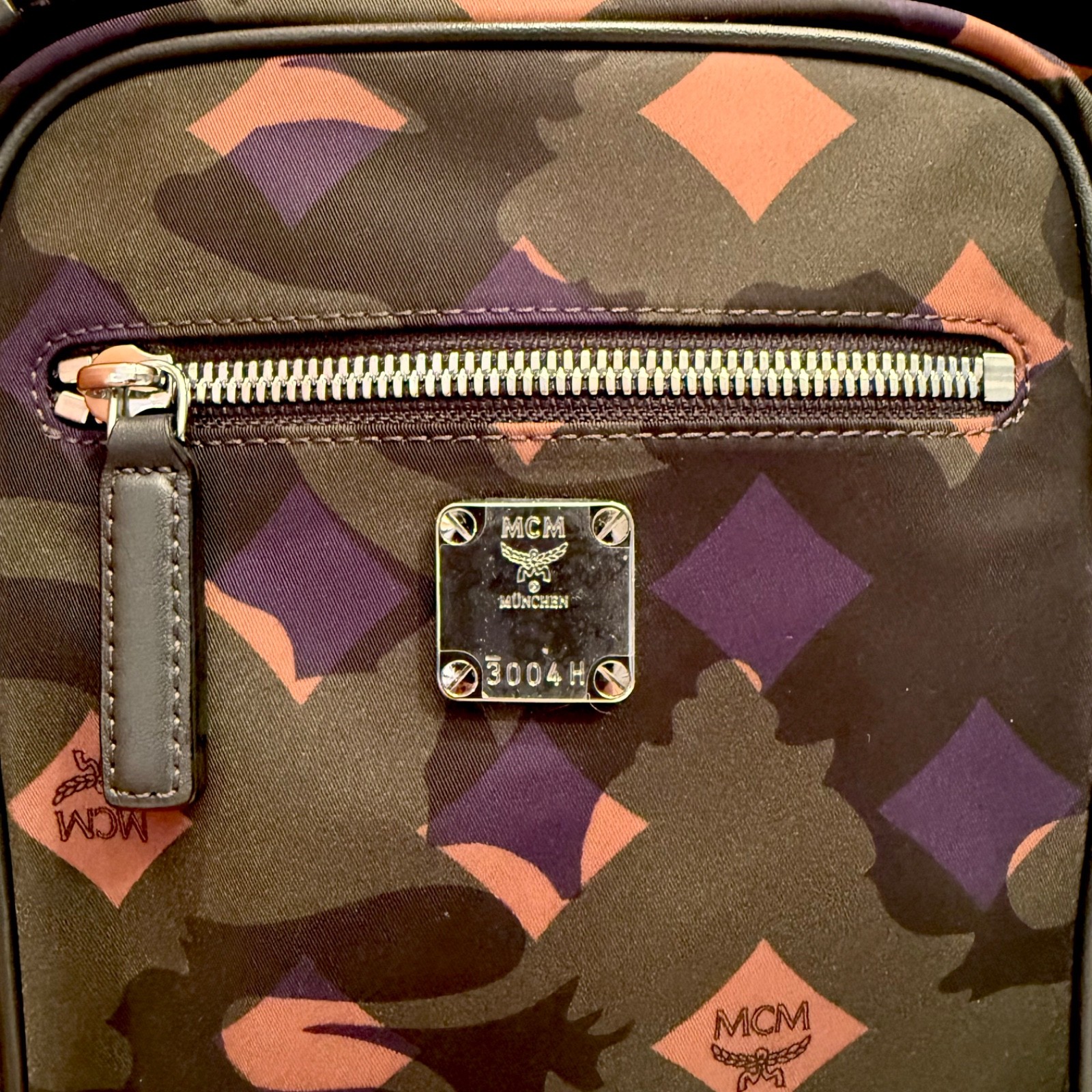 Authentic Vintage MCM Camo Crossbody Messenger Bag Nylon Leather Saks EUC