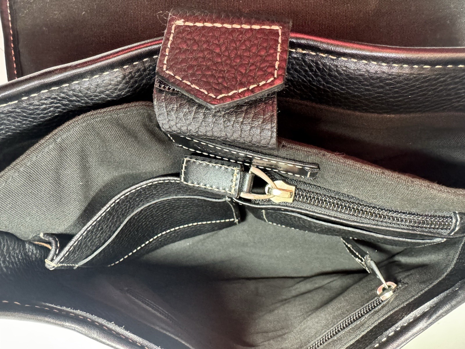 cole haan leather messenger bag Flap Over Black 15x10x3 New Without Tags (80)