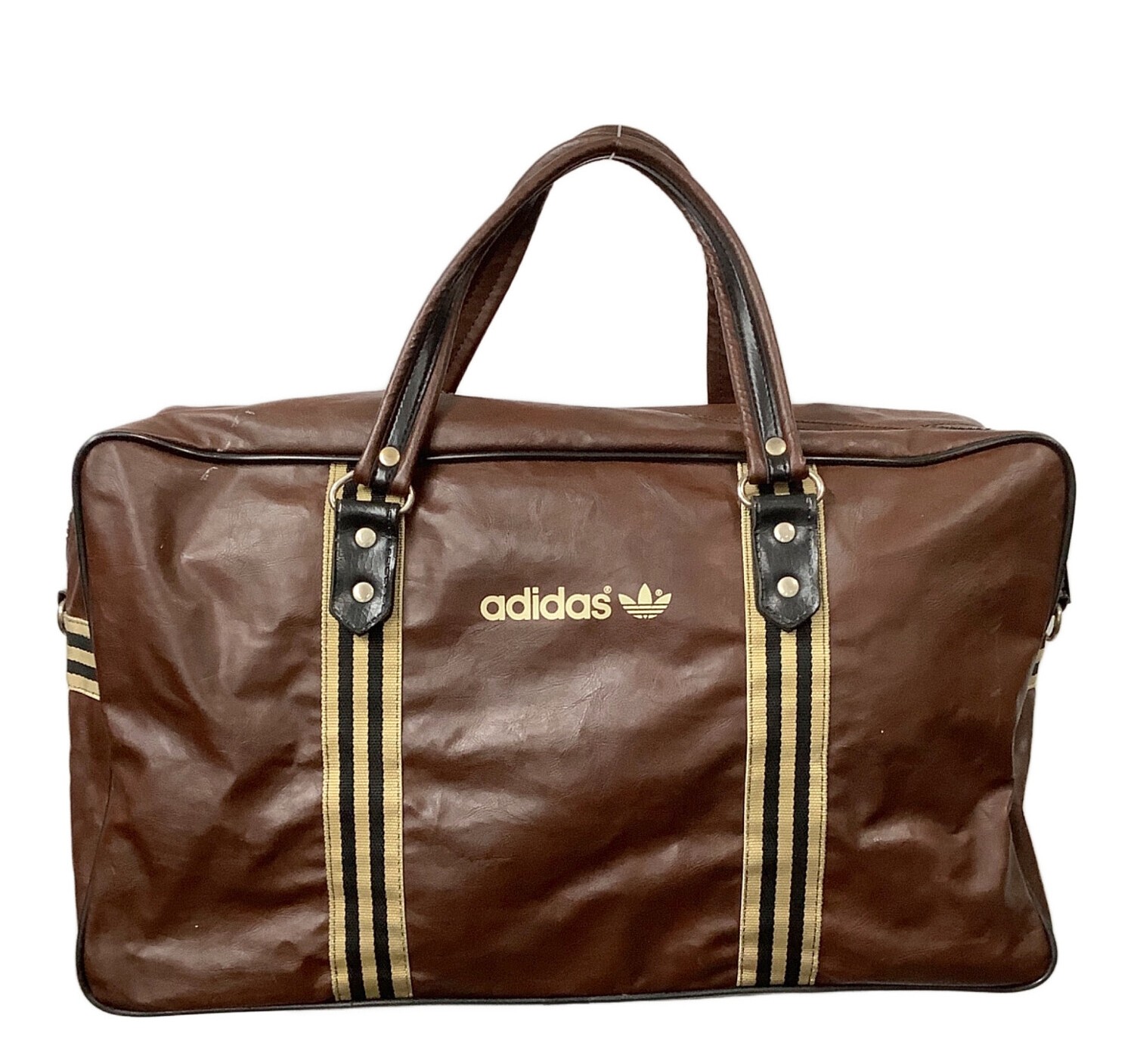 adidas Boston bag Brown Nylon Leather Men Handbag sports bag Vintage look