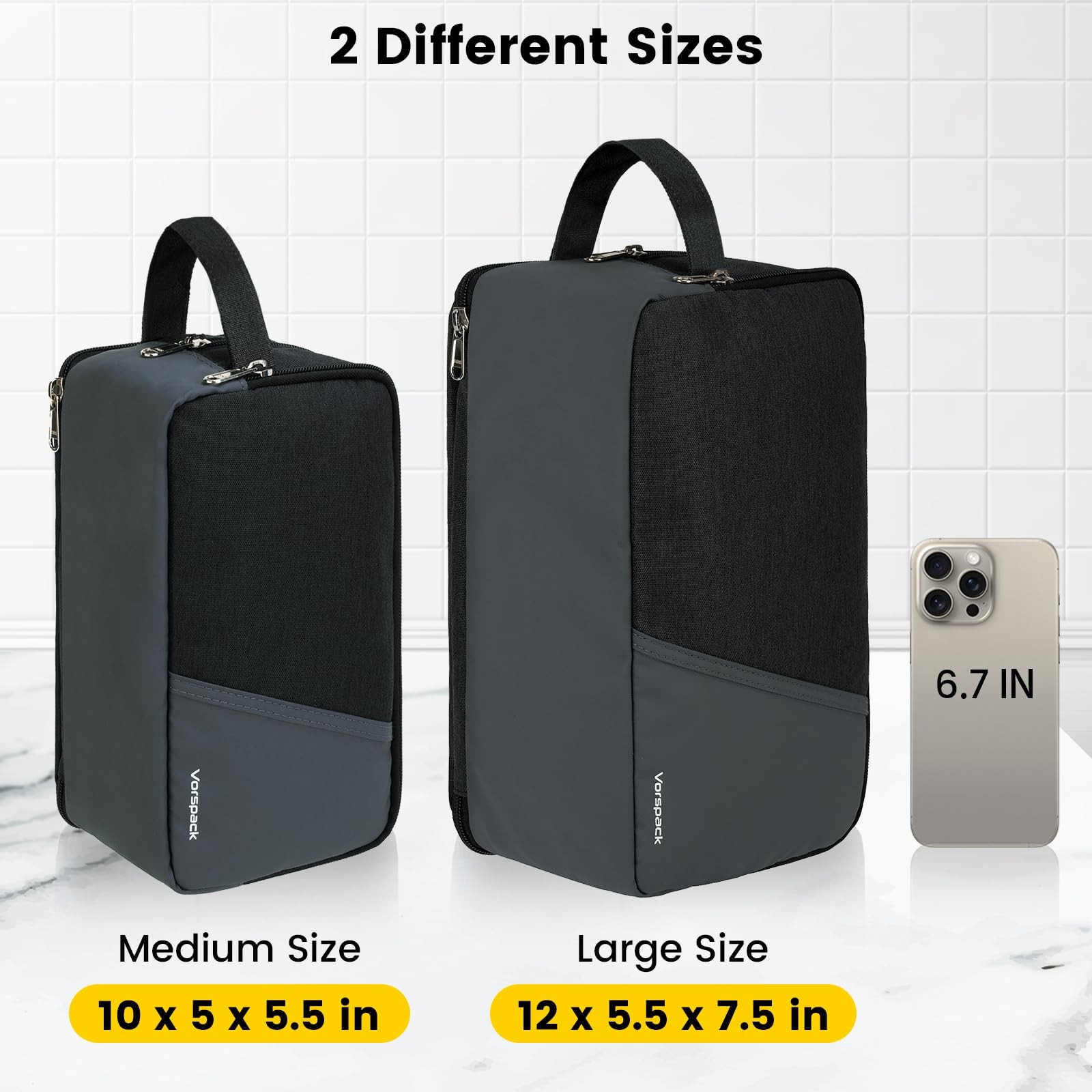 Vorspack Travel Toiletry Bag – for Men Water Medium, Black