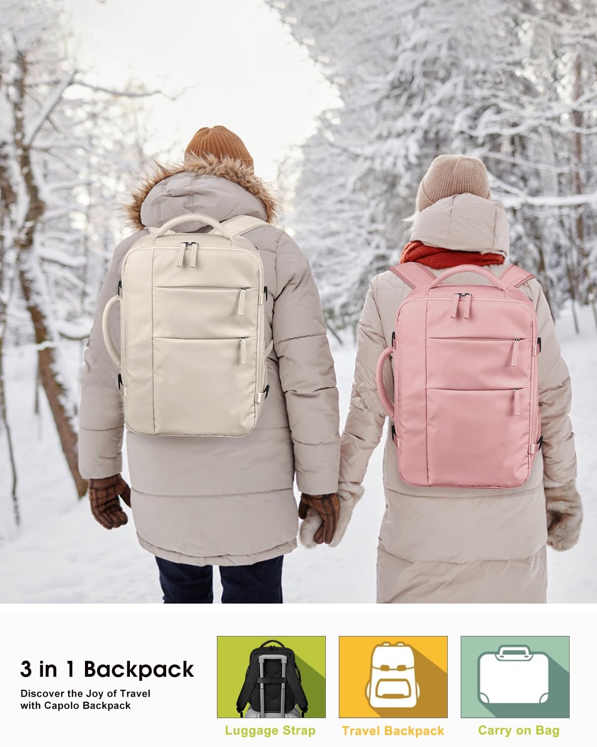 Travel Backpack Waterproof 15.6in Laptop Carry On Business Bag Beige