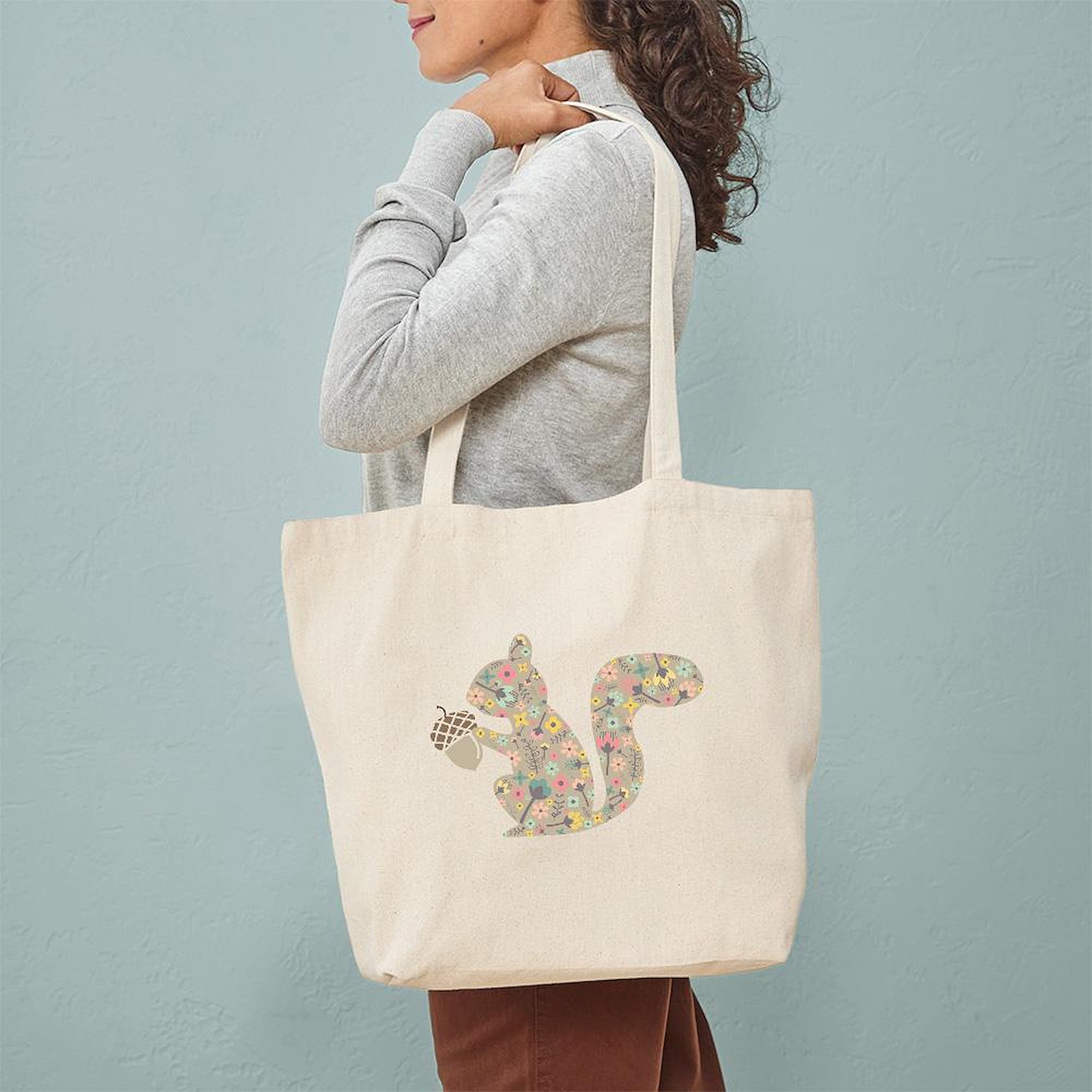 CafePress Floral Squirrel Tote Bag (1514014653)