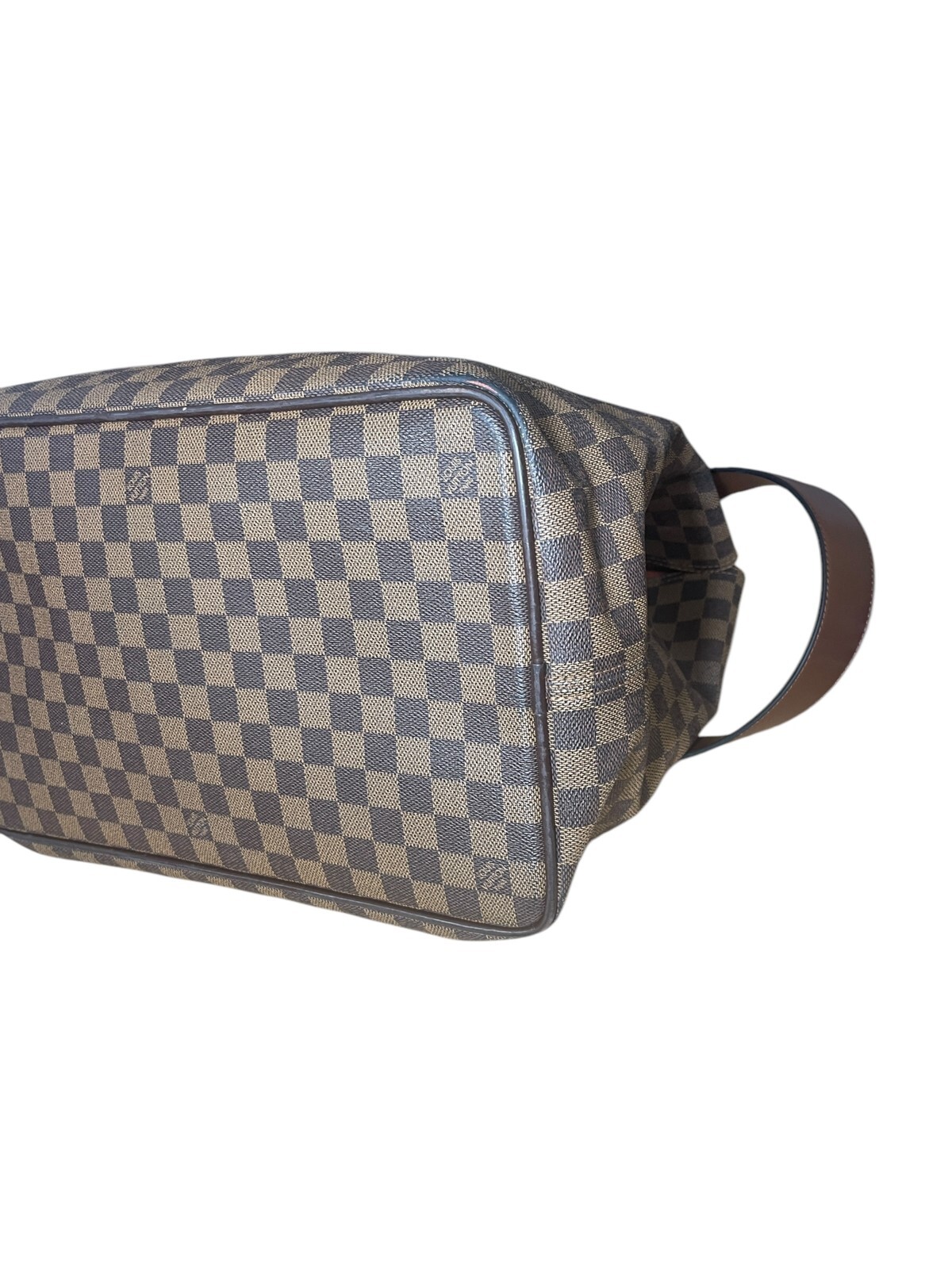 LOUIS VUITTON Damier Ebene Greenwich Canvas Leather Travel Gym Tote Bag Weekend