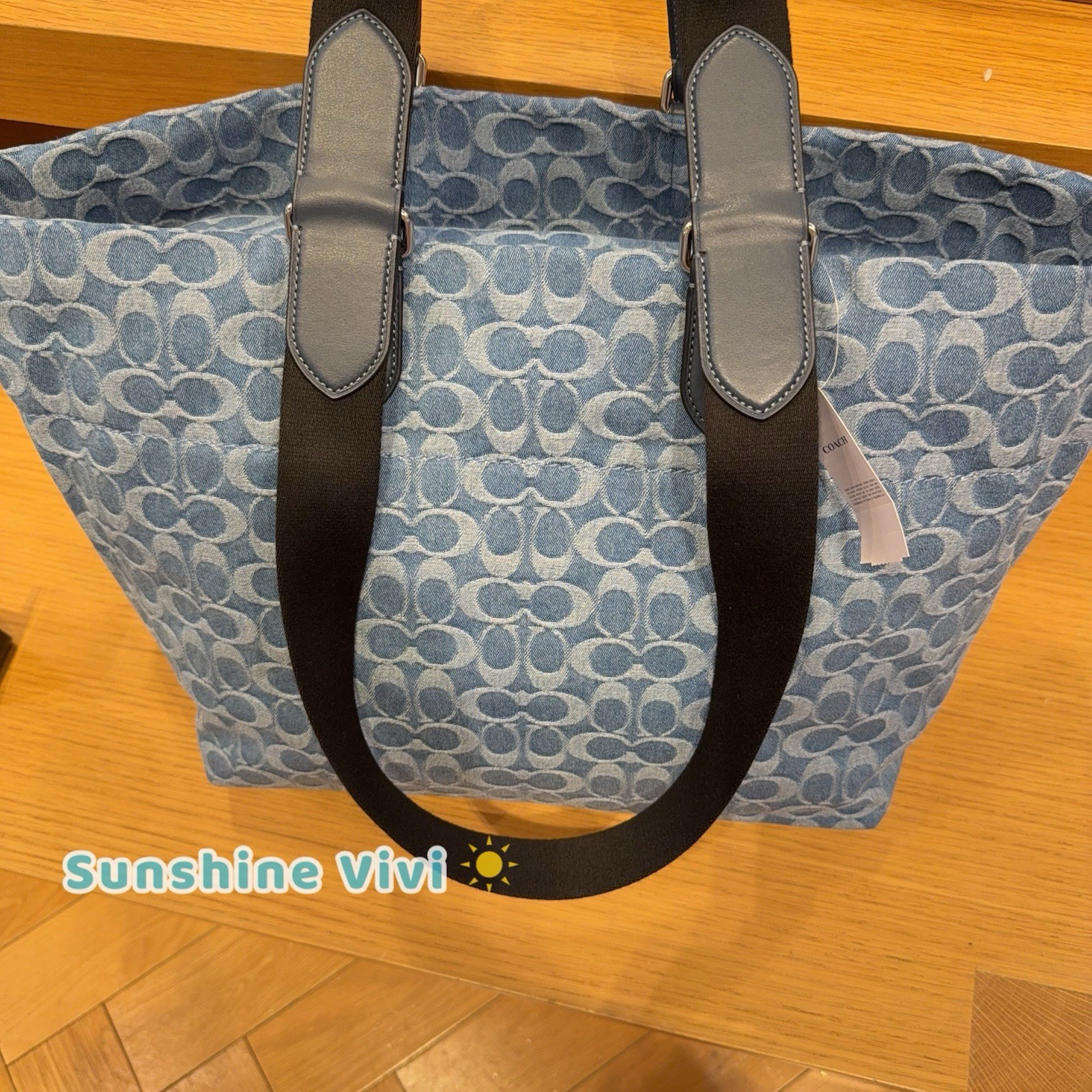 NWT Coach MEN’S Small Tour Tote Bag In Signature Denim CDF24 Silver/Denim