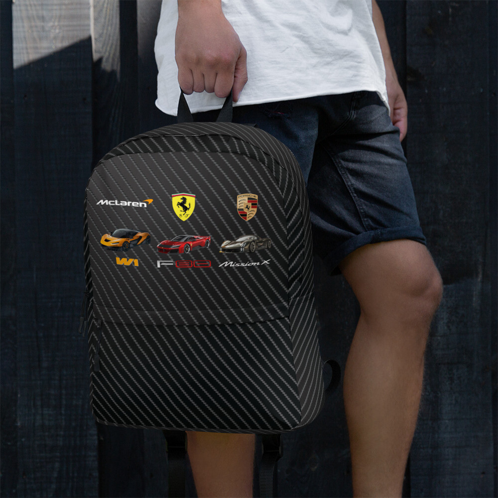 Holy Trinity Carbon Fiber texture McLaren, Ferrari Porsche Backpack
