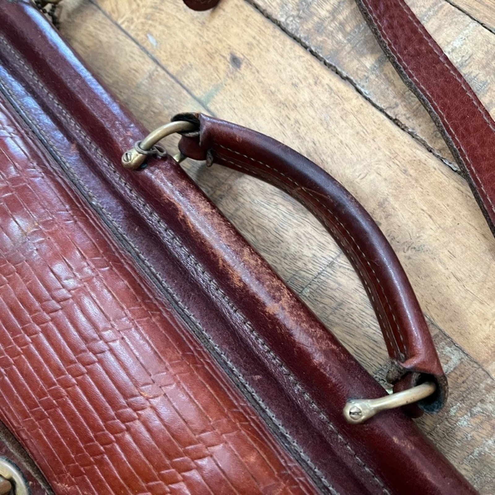 Jack Georges Woven Leather Tuscany Executive Briefcase 16″ Crossbody Brown
