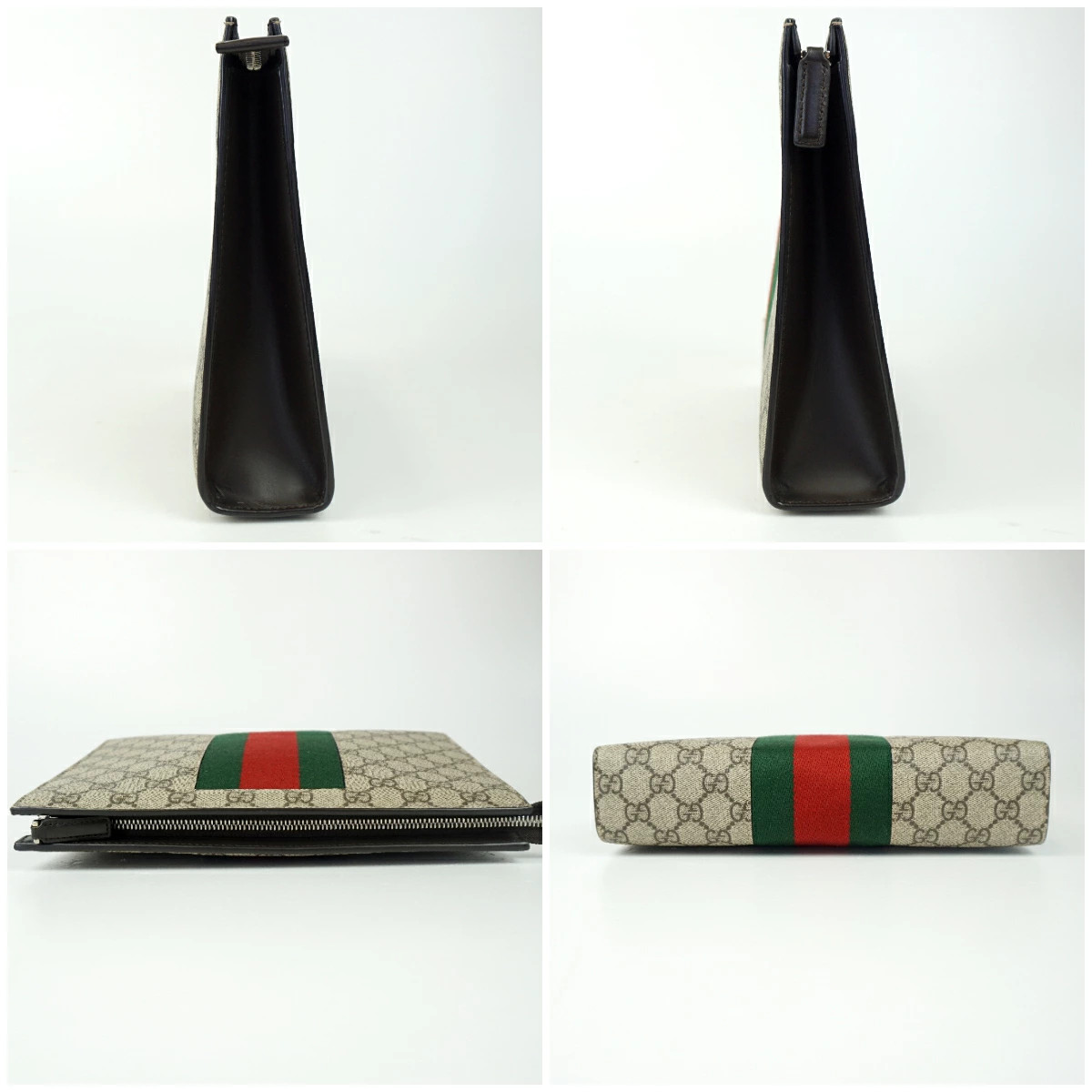 Gucci 475316 Clutch bag Beige Brown GG pattern Web Sherry line Bag