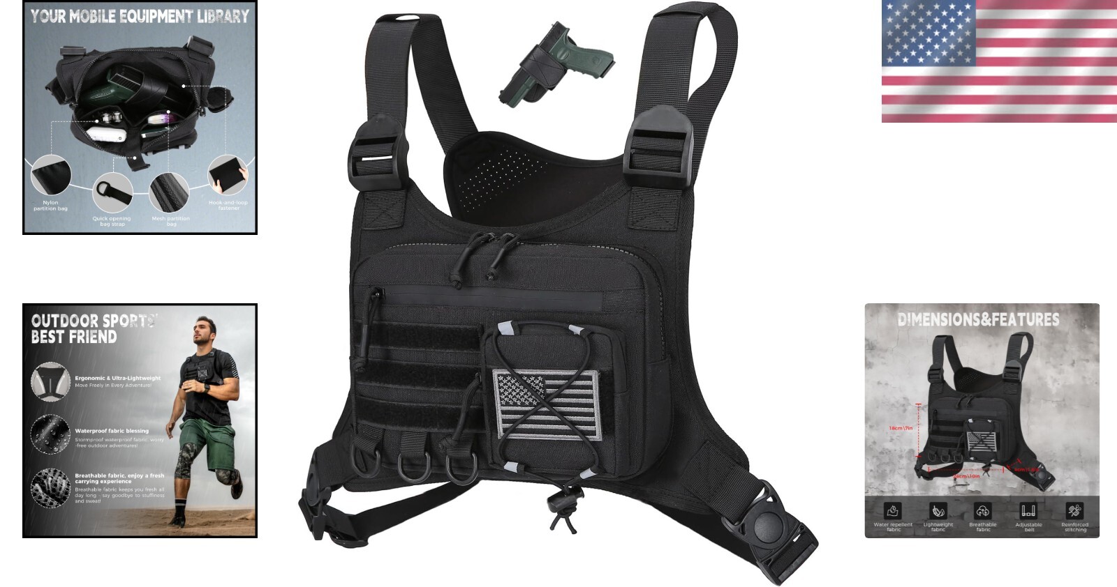 Men’s EDC Chest Pack – Tactical Holster Fits Most Pistols for Outdoor Adventures